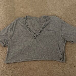 Gray crop top with pocket
